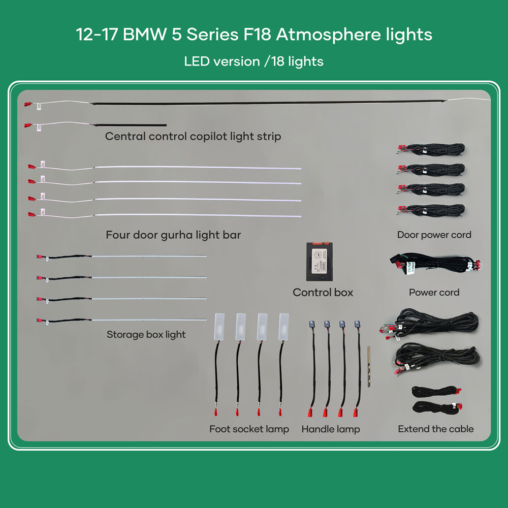 DIQ AMBIENT BMW S.5 (F10-F11-F18) mod. 2012-2017 (Digital iQ Ambient Light for BMW Series 5 mod.2012-2017 with18 Lights, 11 Colors)