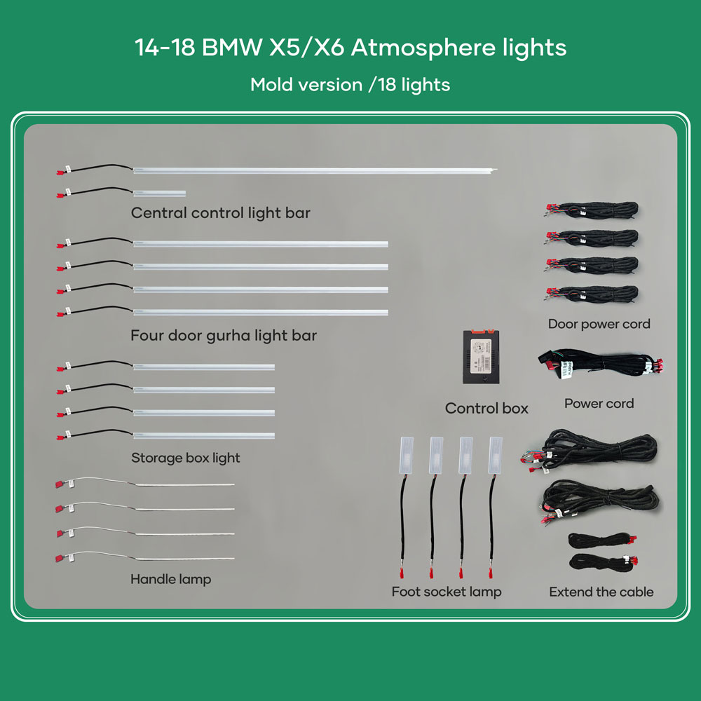 DIQ AMBIENT BMW X5-X6 (F15-F16) (Digital iQ Ambient Light for BMW X5 (F15) / X6 (F16) mod. 2014-2018 with 18 Lights, 11 Colours)