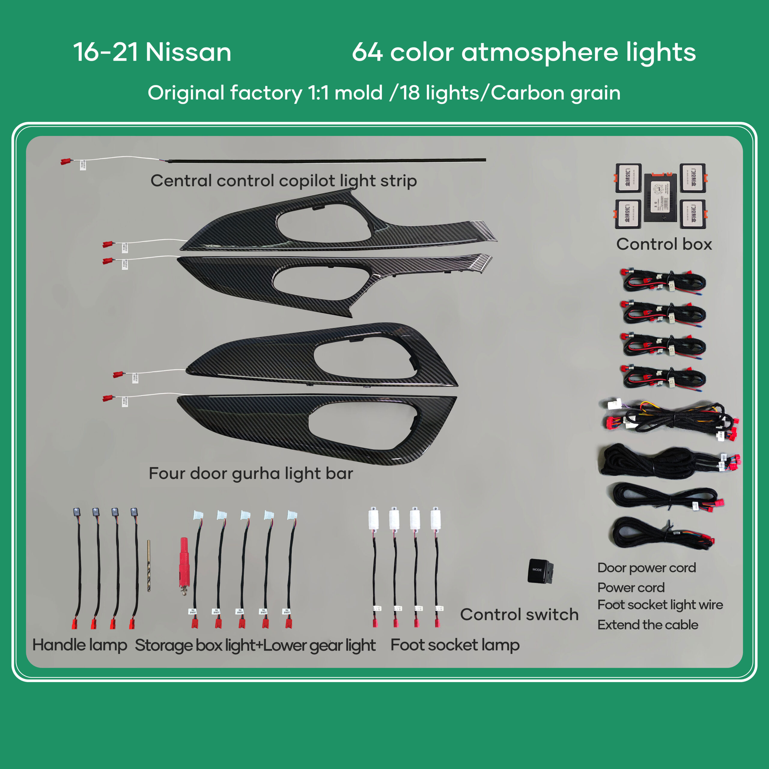 DIG AMBIENT NISSAN QASHQAI II (PB) (Digital iQ Ambient Light for NISSAN QASHQAI mod. 2014-2021 with 18 Lights) PIANO BLACK