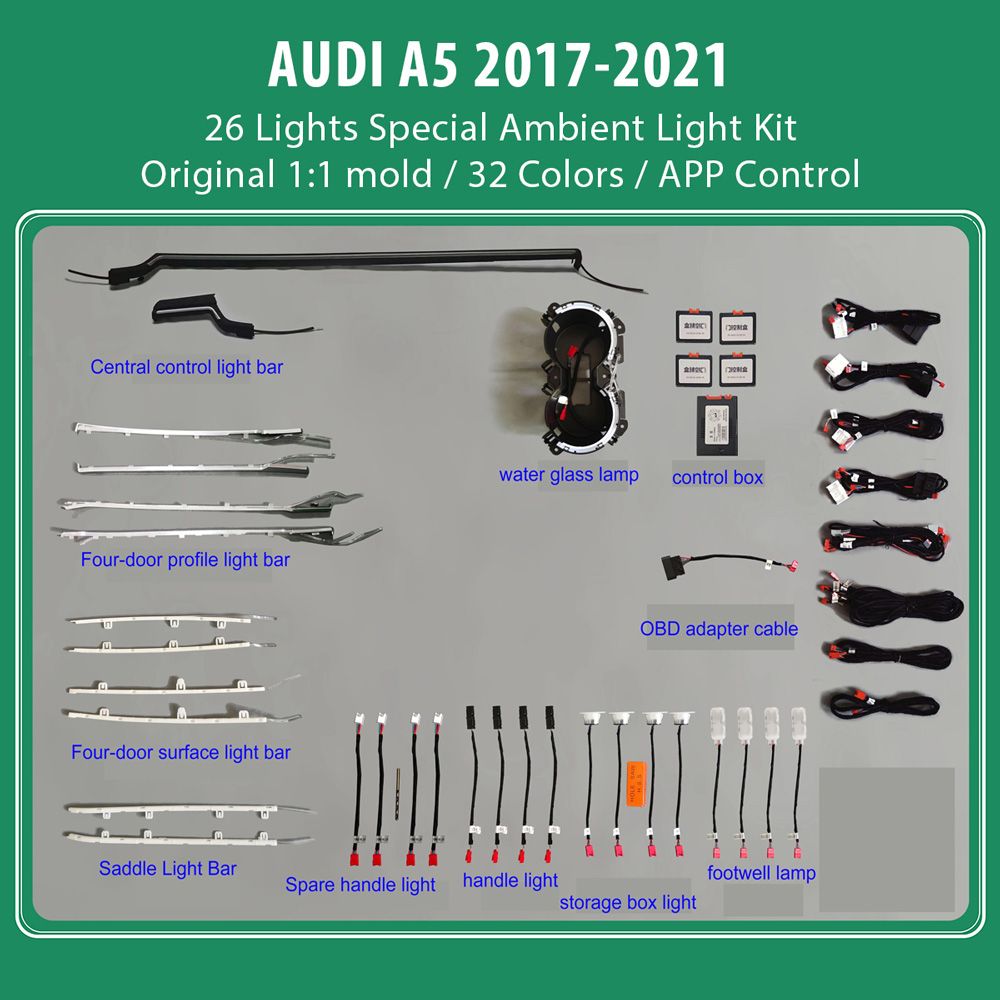 DIQ AMBIENT AUDI A5 (F5) mod. 2017-2021 (Digital iQ Ambient Light for Audi A5 mod. 2017-2021 with 26 Lights)