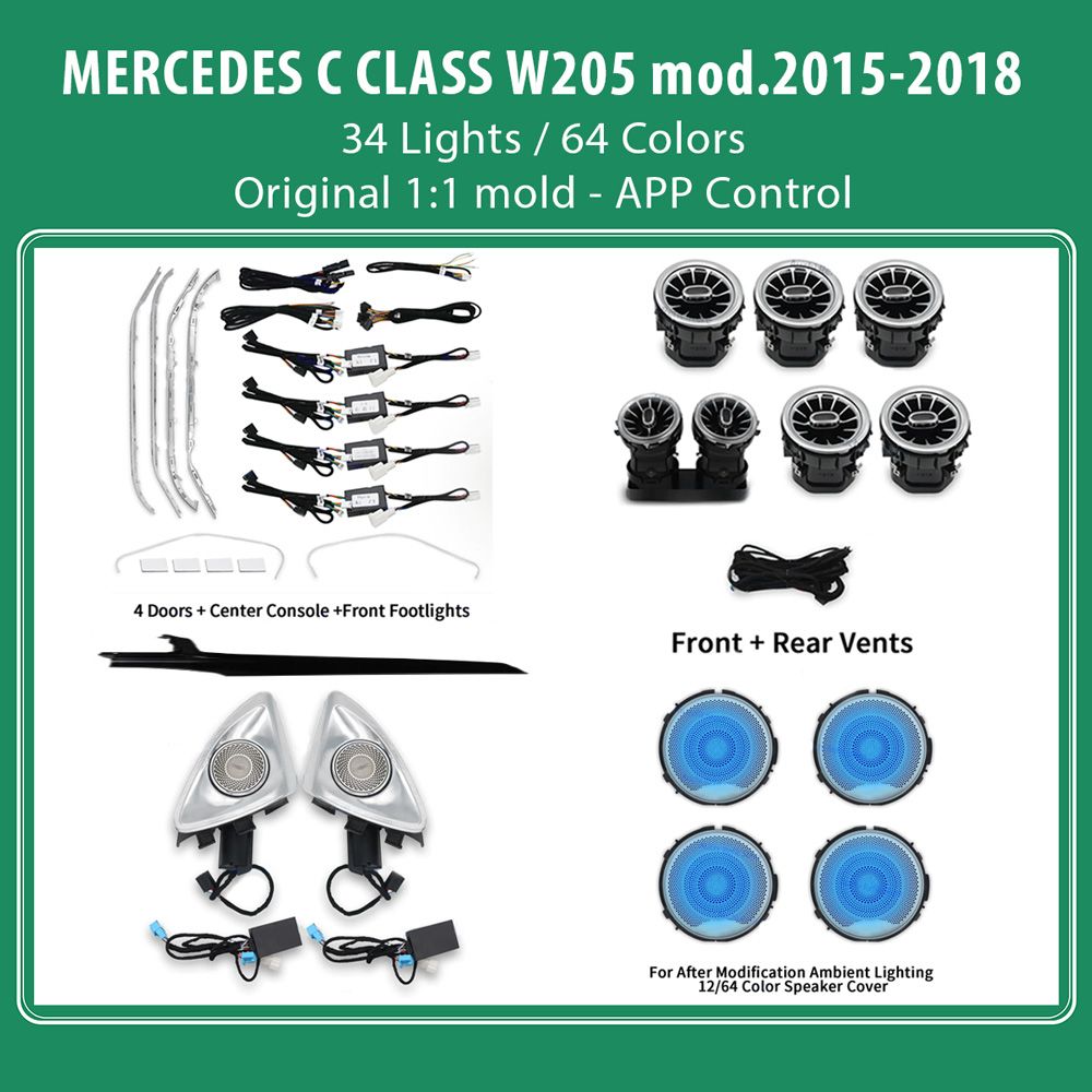 DIQ AMBIENT 8161 DCP2 (FK) - BENZ C (W205) (Digital iQ Ambient Light for Mercedes C (W205) mod. 2019-2023 with 34 Lights FULLKIT)