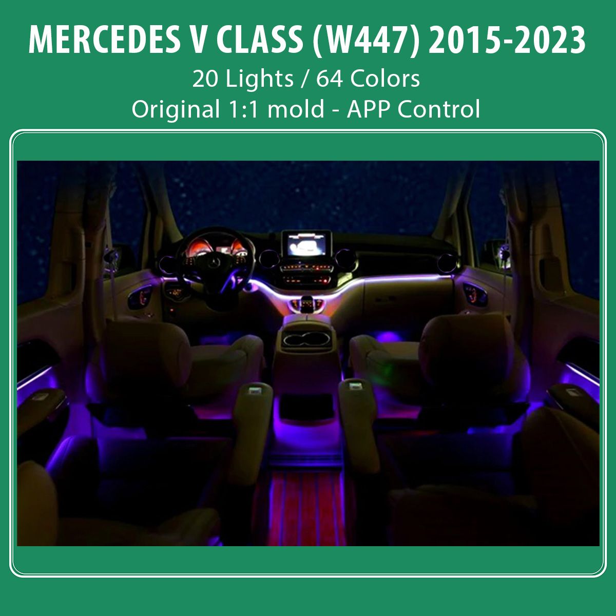DIQ AMBIENT 8173 DIO - BENZ V (W447) (Digital iQ Ambient Light for Mercedes V-Class (W447) mod. 2015-2024 with 20 Lights) - Image 2