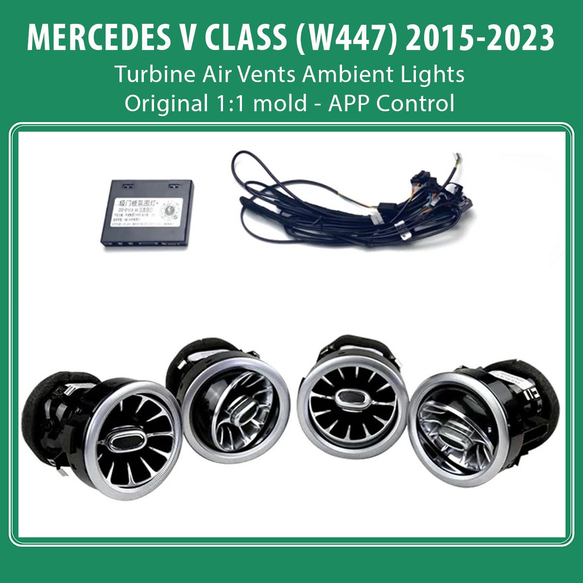DIQ AMBIENT 8176 V - BENZ V (W447) (Digital iQ Turbine Air Vent Ambient Light Kit MERCEDES V Class (V220-250) mod. 2015-2024 with 64 colours CANBUS)