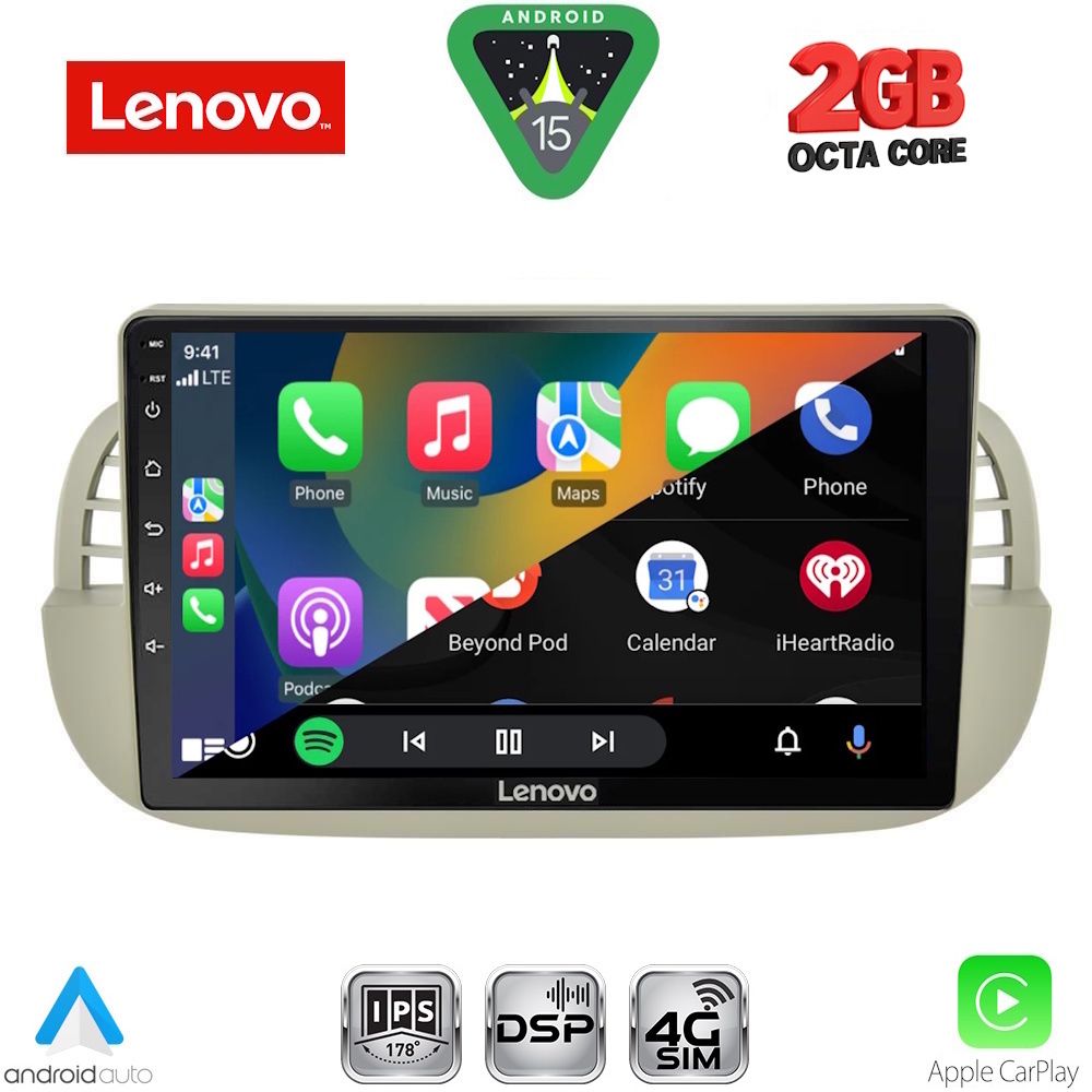 LENOVO LVF 5130BG_CPA (9inc) MULTIMEDIA TABLET for FIAT 500 mod. 2007-2015 (BEIGE) - Image 2