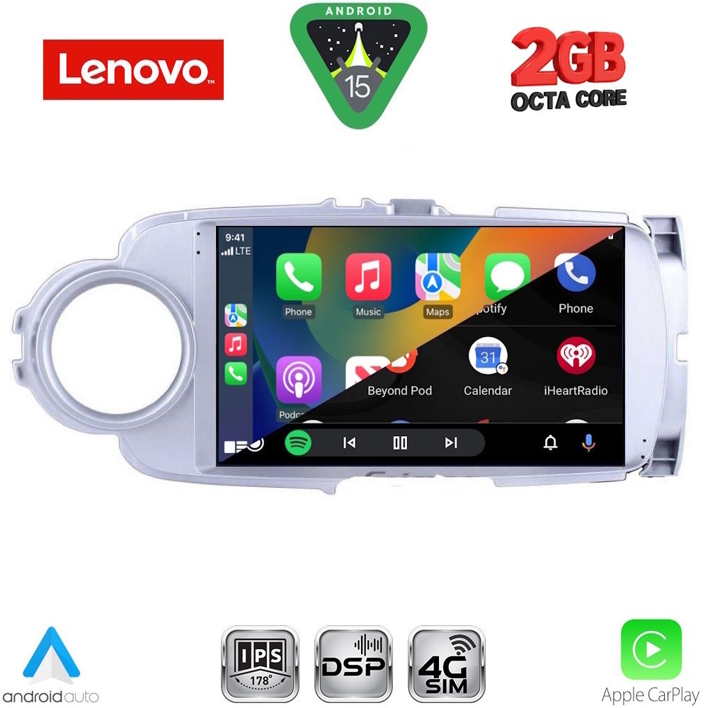 LENOVO LVF 5737SL_CPA (9inc) MULTIMEDIA TABLET for TOYOTA YARIS mod. 2011-2015 (SILVER) - Image 2