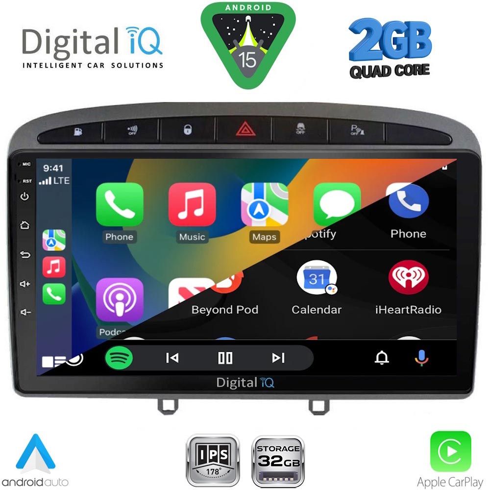 DIGITAL IQ RSD 1513GR_CPA (9inc) MULTIMEDIA TABLET for PEUGEOT 308 mod.2007-2012 - RCZ mod.2009-2015 (GREY) - Image 2