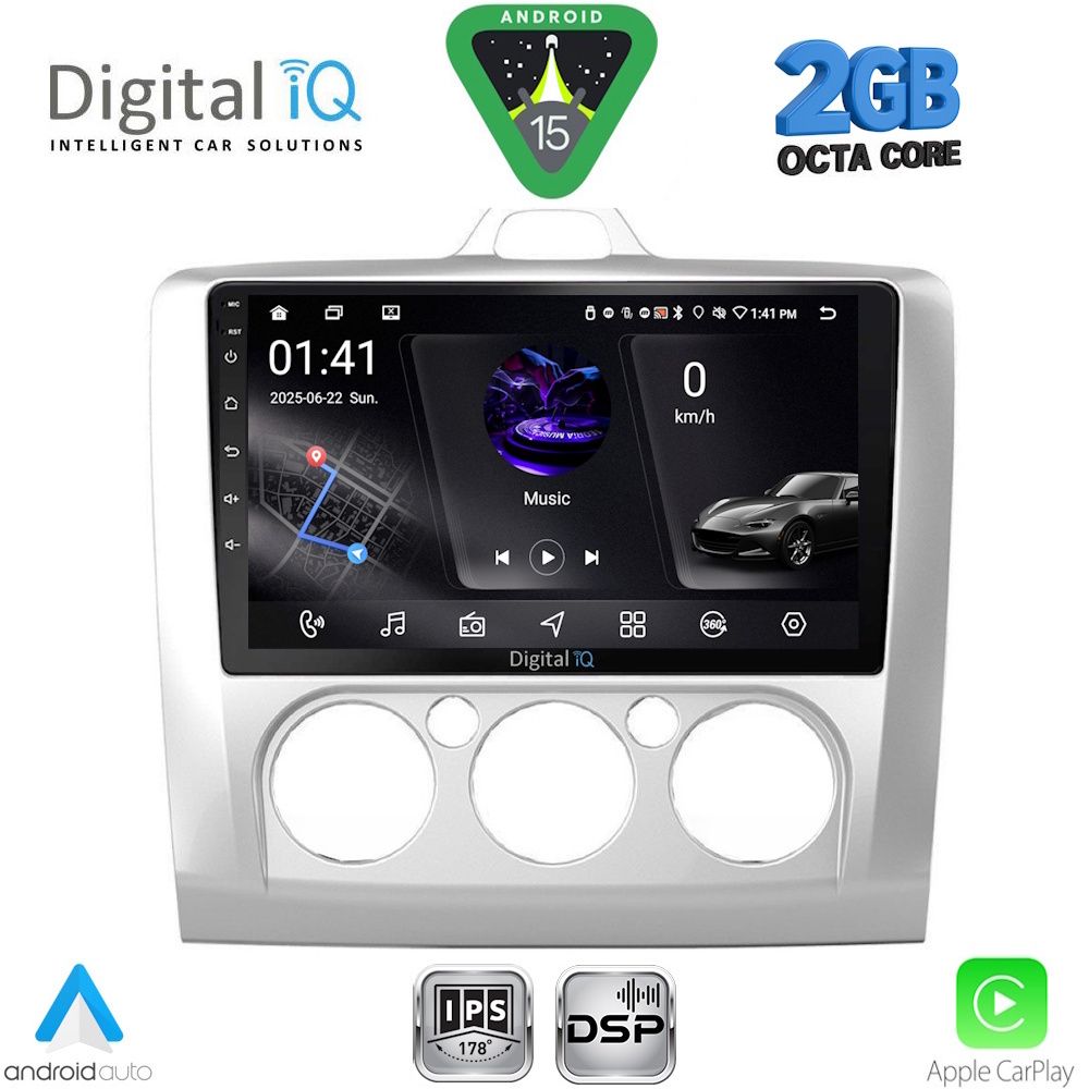DIGITAL IQ RSF 4156SL_CPA A/C (9inc) MULTIMEDIA TABLET for FORD FOCUS mod. 2005-2012 (SILVER)