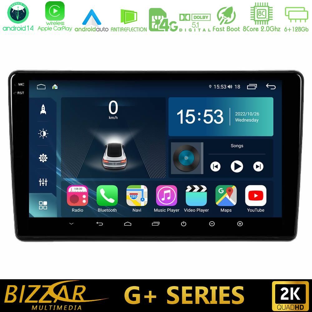 Bizzar G+ Series Peugeot Partner / Citroen Berlingo 2008-2018 8Core Android14 6+128GB Navigation Multimedia Tablet 9"