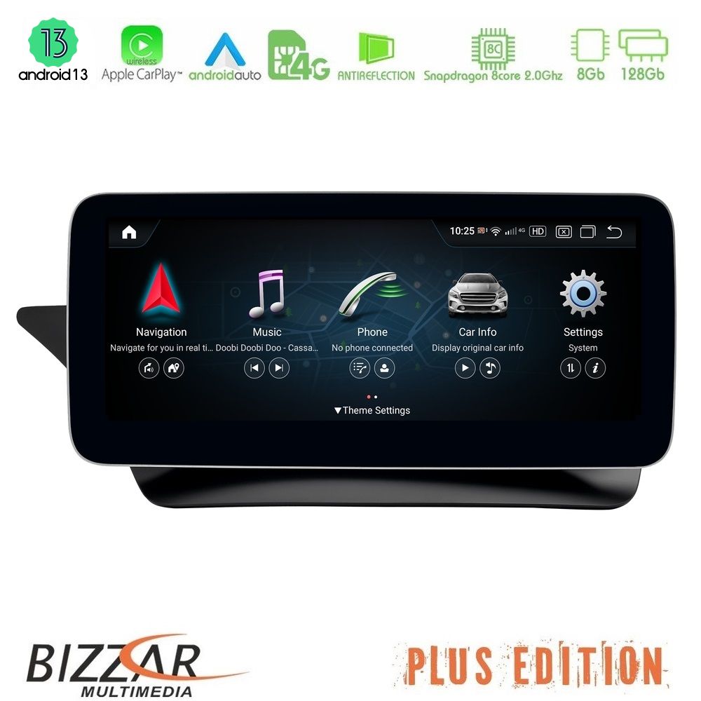 Bizzar Plus Edition Mercedes E Class Coupe (W207) NTG5.0 Android13 8Core (8+128GB) Navigation Multimedia 10,25" Anti-reflection
