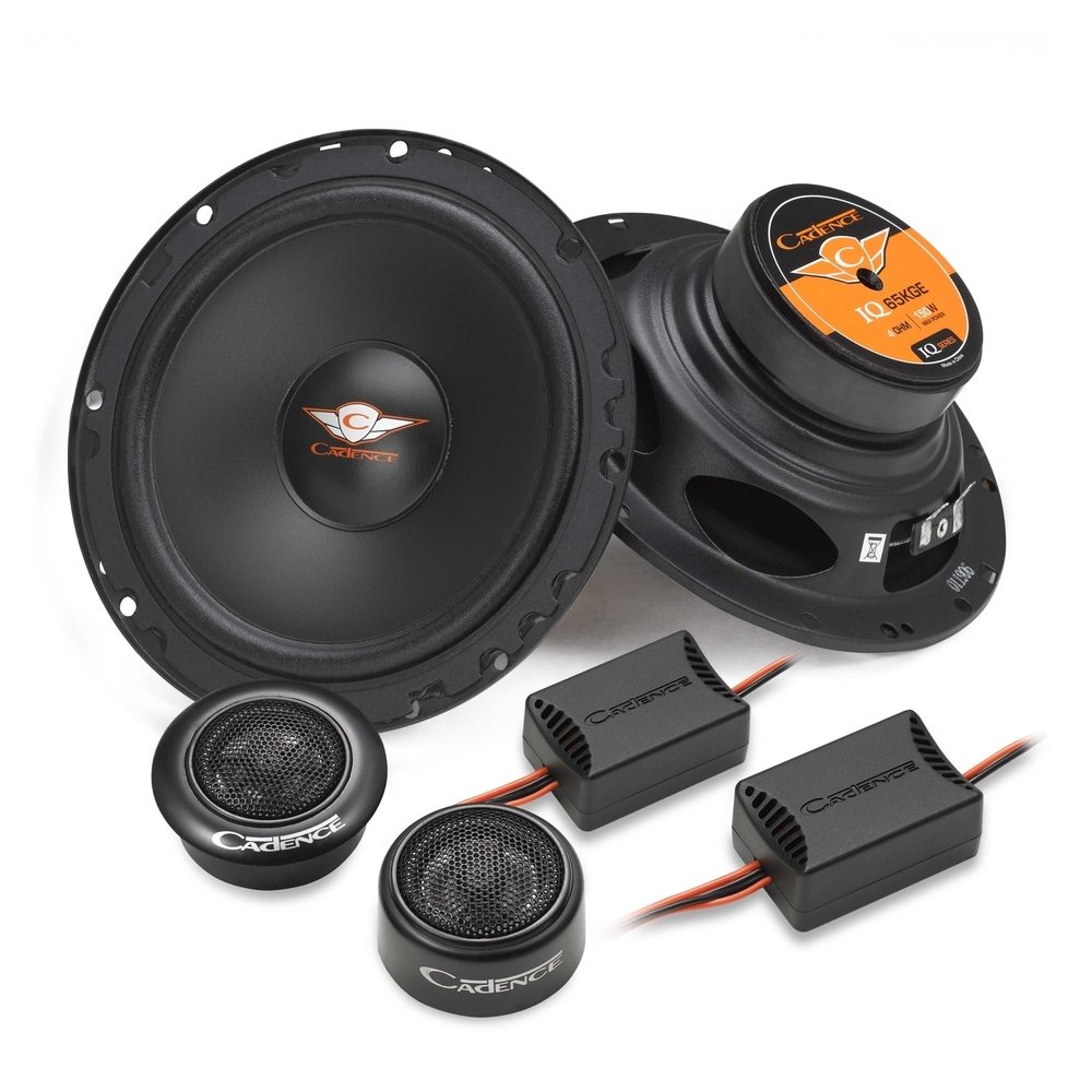 Cadence IQ Series IQ65KGE 2-Way Component Kit Car Audio Speakers | 60W RMS, 150W Peak Power No Grills